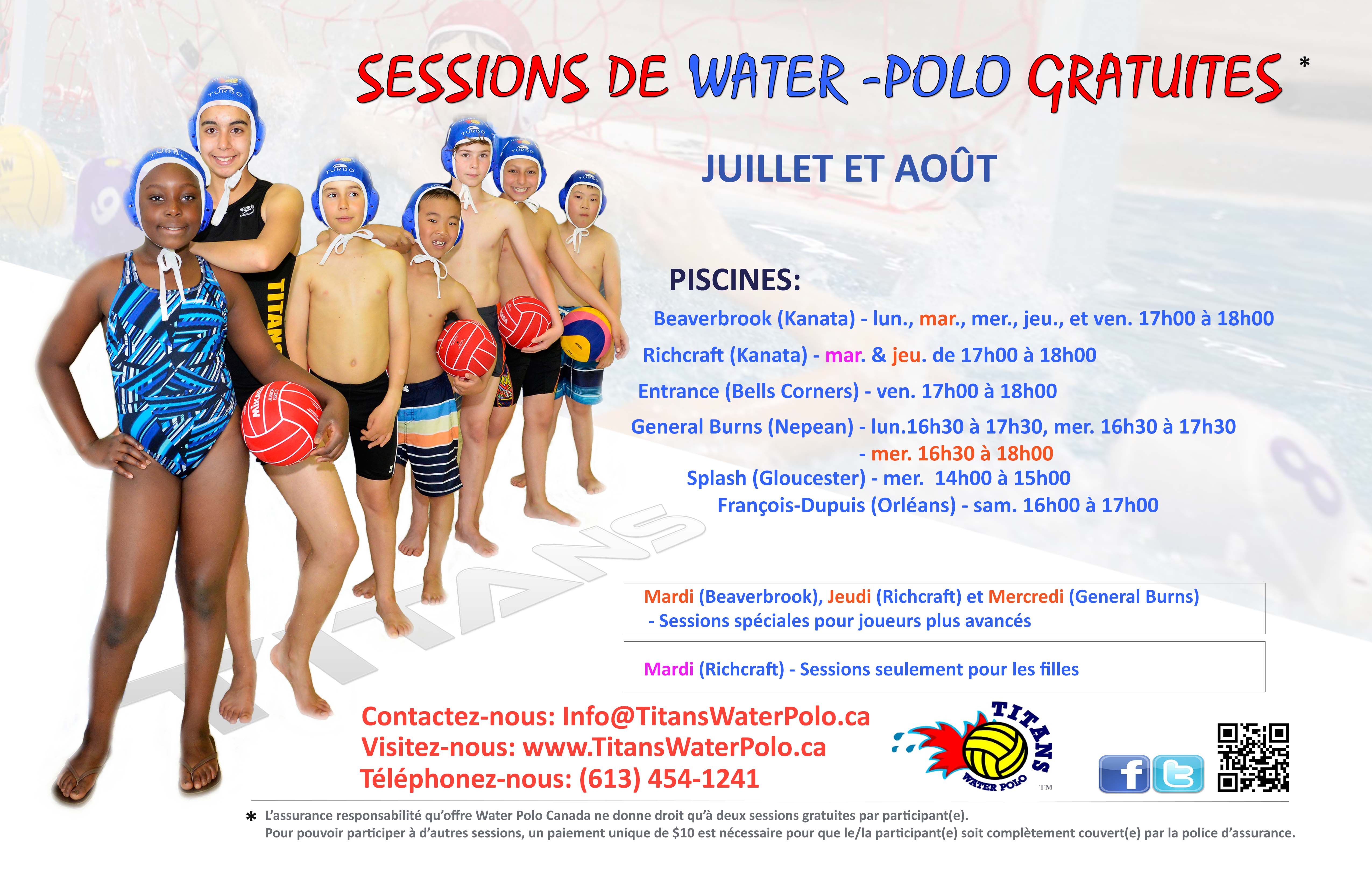 Sessions de Water-Polo GRATUITES - Juillet et Août